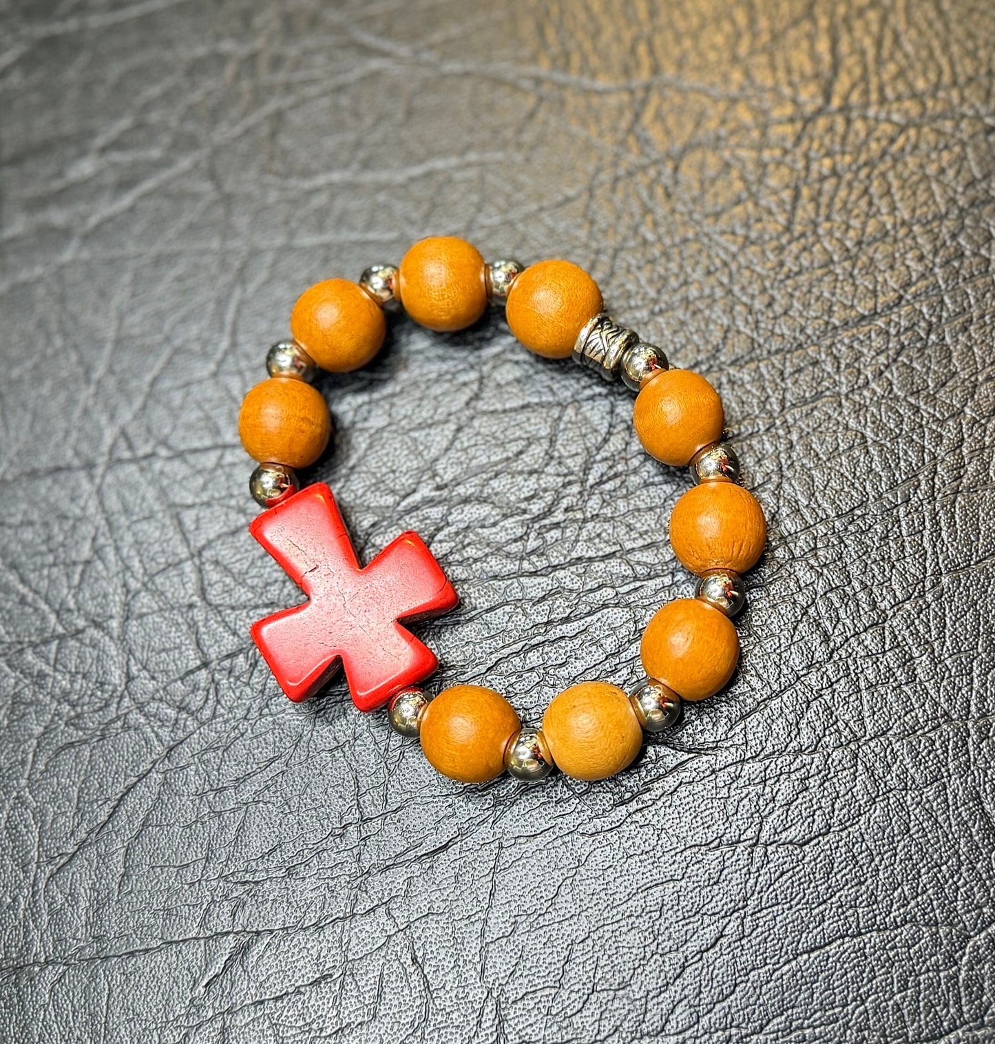 Wooden Cross Bracelet