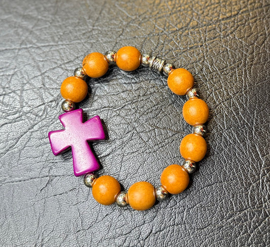 Wooden Cross Bracelet