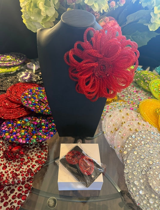 Red Floral Corsage Set