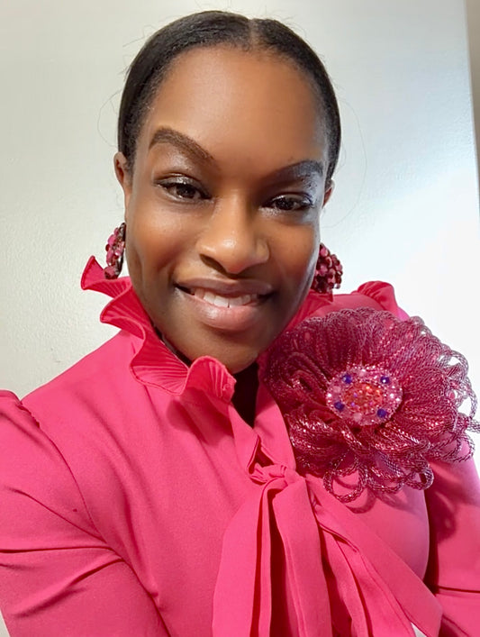 Floral Corsage - Metallic Pink