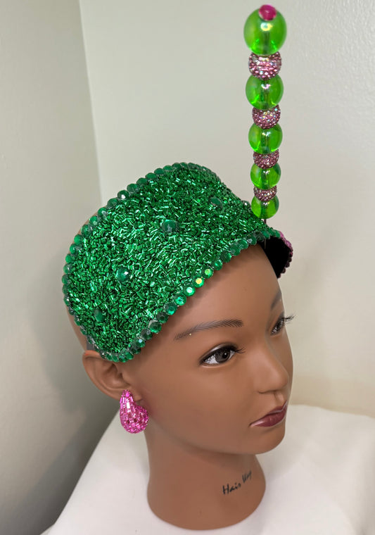 Pink & Green Fascinator w/Pin